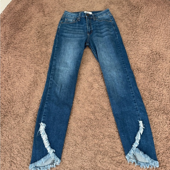 Just Black Denim - JBD Just Black Denim Jeans High Rise Skinny Raw Hem Medium Wash 25